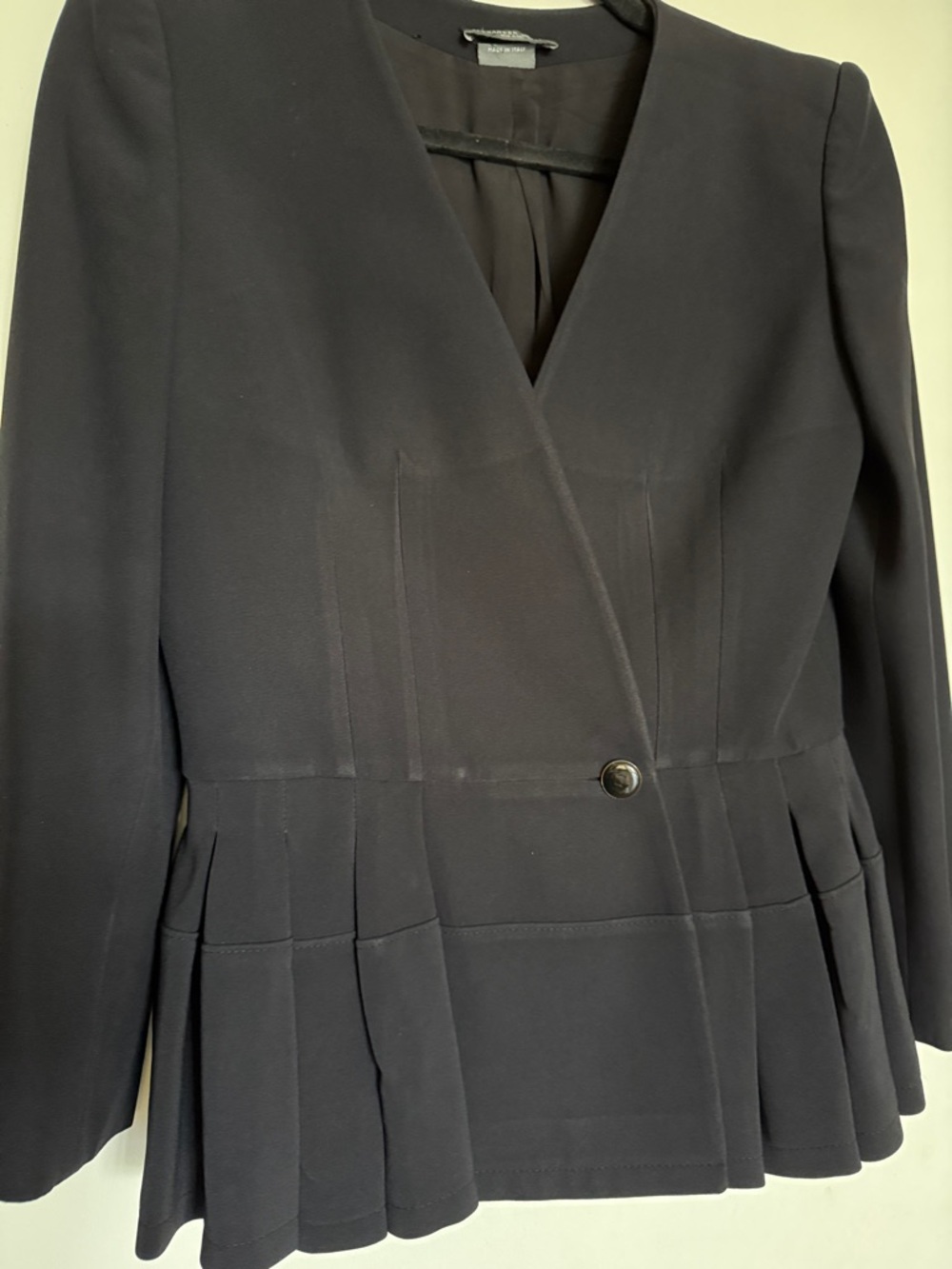 Alexander McQueen Black Pleated Waist Blazer 42 peplum